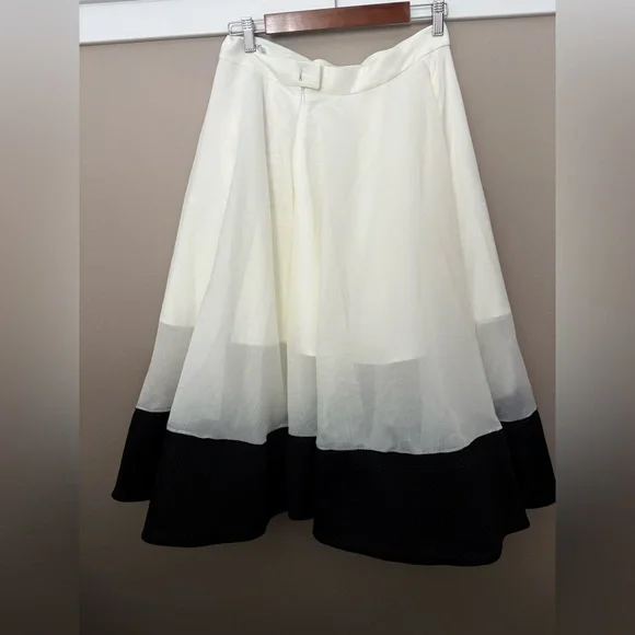 Chicwish Swing In The Breeze Skirt Organza Midi Skirt black/ivory NWT sz L - Picture 4 of 4